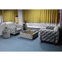 Canapé de Salon en Gros, Ensemble de Canapés Chesterfield en Velours Touffeté, Luxe Moderne Design