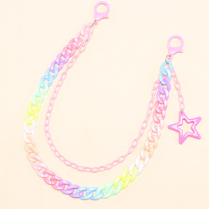 Chaîne de taille en acrylique couleur bonbon Yueli, double couche avec pendentif étoile, chaîne de corps tendance hip-hop pour usage quotidien - Product Image 3