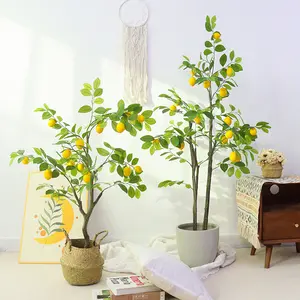 Plante en Pot plantes artificielles décoratives faux citron arbre à fruits en Pot arbre en plastique plante de citron bonsaï