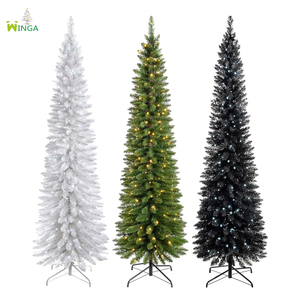 Árbol de Navidad Artificial Negro Ultrafino de 1.8m Preiluminado con Luces para Decoración del Hogar <span class=keywords><strong>y</strong></span> Festividades - Product Image 2