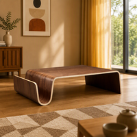 Grande table basse en bois courbée, style minimaliste moderne, table à thé à profil bas, meubles de salon fabriqués en Chine