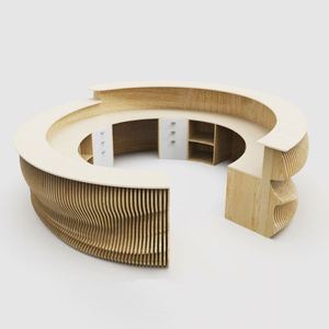 Light Luxury Arc Bar Counter Solid Wood Beauty Salon Cashier Desk Company Reception Desk <b>Small</b> Shop Service Counter - Product Image 5