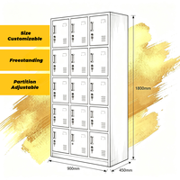 Armoire de rangement thermolaquée à 15 portes en acier, casier métallique pour dossiers, idéal pour bureau, école, salle de sport, vestiaire, personnel, vêtements de travail, mobilier