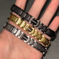 Pulsera Geométrica de Lujo para Hombre con Logotipo de Cocodrilo, de Acero Inoxidable y Titanio, Resistente al Deslustre, con Caja de Regalo