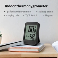 Termometer higrometer Digital LCD, alat pengukur suhu dan kelembapan elektronik otomatis dalam ruangan/luar ruangan