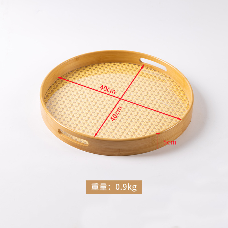 Round handbag with woven rattan base 40*40*5