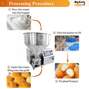 MY Semi Automatic Cake Ice Cream Puff Core Inyectar Depositor Máquina de llenado de pan para donut - Product Image 3