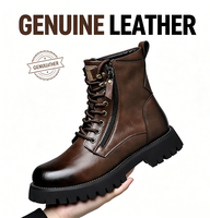 Nouvelle Arrivée Bottes Martin à Plateforme en Cuir Véritable Grande Taille pour Hommes, Bottes de Travail Tendance, Durables et Chaudes Doublées de Coton