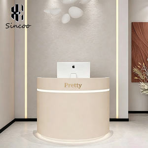 Modern White Curved Reception <b>Desk</b> Beauty Salon Small Reception <b>Desk</b> Hair Salon Reception Counter <b>Nail</b> Salon Spa Front <b>Desk</b> - Product Image 3