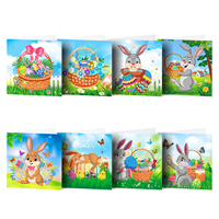 2025 Nouveau Design 8PCS 5D Pâques Diamant Peintures Voeux D'anniversaire Comprend Texte