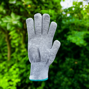 Guanti da lavoro grigi in maglia di cotone, ambidestri, con polsino elasticizzato, per uso industriale e giardinaggio - Product Image 3