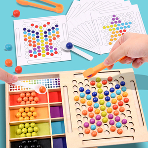 Juguete Montessori de madera, juego de clasificación de colores, patrón a juego, ayuda a los niños, ejercicio práctico, Clip de cuentas, juguete - Product Image 5