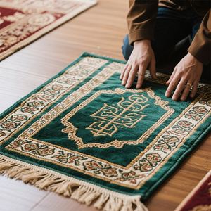 Portable Islamic Prayer <b>Mat</b> <b>Muslim</b> Travel Rug Lightweight Carpet - Product Image 2