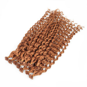 Extensions de cheveux brésiliens bouclés à pointe plate pré-collée, cheveux Remy pleine longueur avec pointe en kératine - Product Image 4