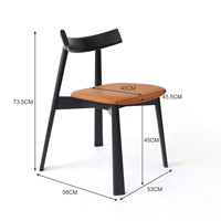 Chaise de salle à manger en bois de frêne massif, chaise de salle à manger nordique simple avec dossier incurvé, chaise d'appoint rembourrée en cuir PU pour la maison et le restaurant