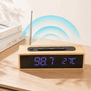 <span class=keywords><strong>Radio</strong></span>-<span class=keywords><strong>réveil</strong></span> numérique portable EMAF avec écran LED <span class=keywords><strong>en</strong></span> acrylique, affichage de la température, boîtier <span class=keywords><strong>en</strong></span> bambou <span class=keywords><strong>naturel</strong></span> et <span class=keywords><strong>radio</strong></span> FM - Product Image 1