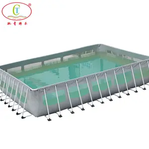 Piscina de marco de metal de tamaño pequeño rectangular transparente portátil - Product Image 1