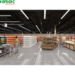 Highbright Retail Gondola <b>Shelves</b> 5-Tier Wood Solid Freestanding Heavy Duty Supermarket <b>Rack</b> with Back Vertical Display - Product Image 5