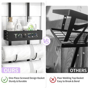 Towel Rack Behind <b>Door</b> 6 Tier Metal Storage Organizer Shelf For Bathroom Towels And Accessories - Product Image 3