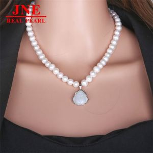 Natural Pearl Necklace White Round Beads Feitsui Buddhle Sculpture Pearl Necklace Mother's Day Gift for <strong>Elders</strong> - Product Image 3