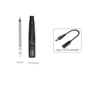 Quicko T75 96W Kit de fer à souder électrique Station de reprise de soudure de réparation portable intelligente avec crayon chauffant et pointes de fer - Product Image 2