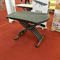 Table à manger ronde moderne, hauteur réglable, option extensible, design en panneau de bois, pieds en métal pour la maison, le bureau, l'hôtel, la cuisine