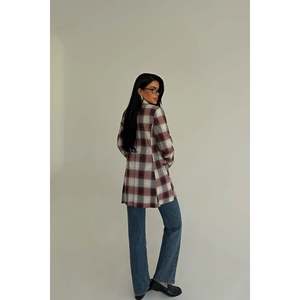 Purple Plaid <b>Jacket</b> with Button Detail for <b>Women</b> - Product Image 1
