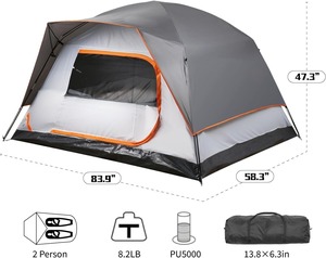 Tente de <span class=keywords><strong>camping</strong></span> familiale à montage rapide OEM, double couche, imperméable, avec poteaux pré-attachés pour un abri extérieur facile - Product Image 6