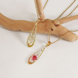 新作 レディース アート ステンレススチール フローラル プリザーブド レジンフラワー ジュエリー エポキシ樹脂 ペンダント ハンドメイド 押し花 ネックレス - Product Image 5