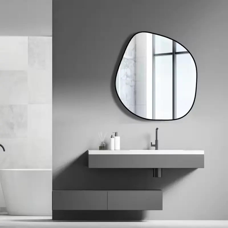 Diseño de Marco creativo para el hogar, Hotel, forma Irregular, espejo de pared, desempañado, montado en la pared, decoración de baño, espejo de tocador