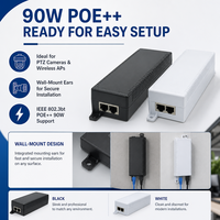 Inyector PoE Mini de Escritorio de 48-56v 90W 100/1000Mbps con Aislamiento de Puerto VLAN, Inyector PoE Inverso de Red