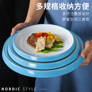 Plato Redondo de Melamina Estilo Nórdico, Vajilla Resistente para Restaurantes, Té y Comida de Hotel - Product Image 3