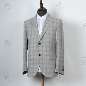 Nuevo conjunto de abrigo informal a <span class=keywords><strong>cuadros</strong></span> <span class=keywords><strong>gris</strong></span> <span class=keywords><strong>claro</strong></span> a la moda para hombre de 2 piezas, conjunto de boda personalizado para hombre - Product Image 6