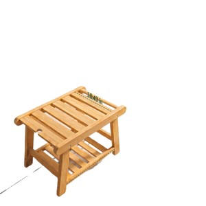 Tabouret de douche en bambou avec étagère de rangement pour salle de bain et spa, design imperméable et durable - Product Image 5