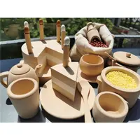 Brinquedos Montessori Sensorial Panela Tigela Pratos Copos de madeira Conjunto de Cozinha Fingir Jogar para Crianças