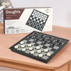 Aile manyetik satranç seti tahta oyunları satranç 8x8 inç küçük boy taşınabilir seyahat dama kurulu oyunu seti