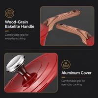 Ensemble de 2 casseroles durables à paroi extérieure épaisse en alliage d'aluminium, avec poignée en bois, design européen, pour cuisiner, faire mijoter et faire bouillir