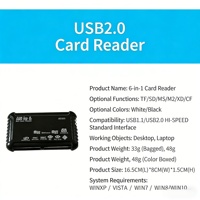 Lector de Tarjetas de Memoria 6 en 1, Adaptador Universal de Alta Velocidad, Lector de Tarjetas Externo SD SDHC M2 MMC XD CF TF MP3