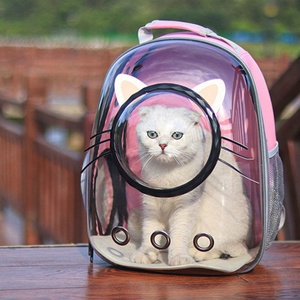 <span class=keywords><strong>Mochila</strong></span> transportadora de mascotas única y portátil de PU <span class=keywords><strong>con</strong></span> cremallera, diseño de cápsula espacial para gatos y cachorros - Product Image 1
