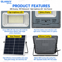 Reflector Solar LED de 100W 200W 300W 500W con Indicador de Carga, IP67 Impermeable, para Exteriores, con Control Remoto
