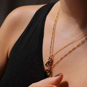 Bijoux <span class=keywords><strong>de</strong></span> corps unis féminins personnalisés en plaqué or 18 carats Collier pendentif en acier inoxydable <span class=keywords><strong>abstrait</strong></span> pour <span class=keywords><strong>femme</strong></span> - Product Image 5