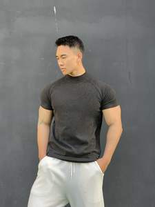 2025 nuovo sport Fitness Brothers Top collo alto Casual in cotone a manica corta autunno inverno velluto tedesco 280 grammi - Product Image 5