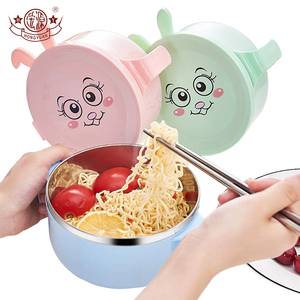 Bol <span class=keywords><strong>de</strong></span> bébé portable en acier inoxydable avec couvercle bol <span class=keywords><strong>de</strong></span> nouilles récipient <span class=keywords><strong>de</strong></span> nourriture pour les enfants à manger garde les aliments au chaud - Product Image 2