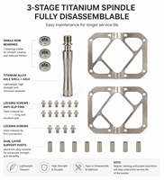 Pédales de vélo de route Ti115A Pro/Ti115B Pro en alliage de titane, conception à triple roulement, ultra-légères, antidérapantes pour vélo
