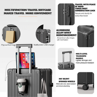 Élégant Ensemble de Bagages Cabine 20-14 Pouces Léger et Durable Valise Rigide avec Roues Pivotantes Trousse de Maquillage Approuvée par les Compagnies Aériennes