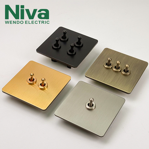 Niva Sang Trọng <span class=keywords><strong>2</strong></span> <span class=keywords><strong>Gang</strong></span> <span class=keywords><strong>2</strong></span> Cách Vàng Chuyển Đổi Ánh Sáng Chuyển Đổi Thanh Lịch Retro Thép Không Gỉ Bảng Điều Chỉnh Tường Chuyển Đổi Anh Nhà Sang Trọng - Product Image 2