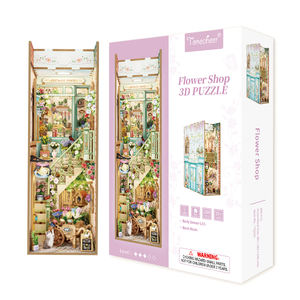 Tonecheer Flower Shop TQ141 Book Nook Caja de batería oculta Iluminación de detección automática Escena de la calle Rompecabezas de madera 3D Kit de manualidades Diy - Product Image 2