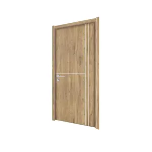 2023 stile venatura del legno all'interno della semplice porta in legno su misura di buona qualità camera da letto battente porte in legno