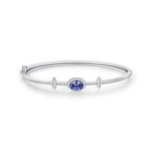 S925 Silver Sapphire <b>Bracelet</b> Oval Cut Bezel Setting Star Pattern Classic Style Women's Everyday Wear Jewelry - Product Image 1