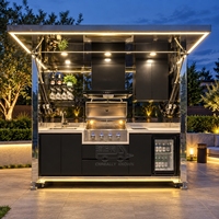 Station de cuisine extérieure compacte en acier inoxydable, armoire portable avec plan de travail pour jardin, patio et camping